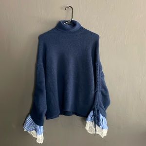 Navy sweater with sleeve detail